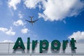 Aeroplane Clouds And Airport sign