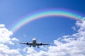 Aeroplane Clouds And Rainbow