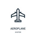 aeroplane icon vector from aviation collection. Thin line aeroplane outline icon vector illustration. Linear symbol for use on web