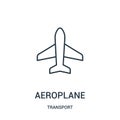 aeroplane icon vector from transport collection. Thin line aeroplane outline icon vector illustration