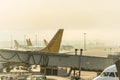 Aeroplane of Pegasus Airlines in Istanbul Sabiha Gokcen International Airport in the early morning in Istanbul, Turkey