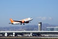 Aeroplane taking off, Malaga airport.