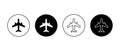 Plane, aircraft vector icons set. Airplane travel flight symbol button in circle Royalty Free Stock Photo