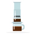 Aeropress coffee method vector flat isolated