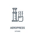 aeropress icon vector from kitchen collection. Thin line aeropress outline icon vector illustration. Linear symbol for use on web