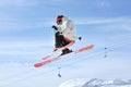 Aeroski: a skier on a high jump Royalty Free Stock Photo