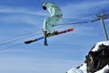 Aeroski: skier performing a tele-heli Royalty Free Stock Photo