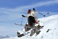 Aeroski: a skier performs a high jump Royalty Free Stock Photo