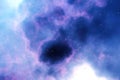 Aerosol clouds, space haze or cosmic rays, pink, pastel blue, space sky with many stars.3D Rendering