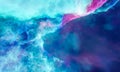 Aerosol clouds, space haze or cosmic rays, pink, pastel blue, space sky with many stars. Travel in the universe. 3D Rendering Royalty Free Stock Photo