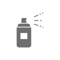 Aerosol spray bottle, spray can gray icon.