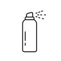 Aerosol spray can. Linear icon of deodorant, paint, air freshener, cleanser, furniture polish, repellent. Black illustration of
