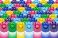 Aerosol spray cans of various colors Royalty Free Stock Photo