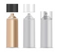 Aerosol spray metal bottles set. Deodorant, paint Royalty Free Stock Photo