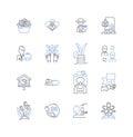 Aerospace engineering line icons collection. Aerospace, Aviation, Rocketry, Thermodynamics, Propulsion, Aerodynamics