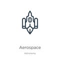 Aerospace icon. Thin linear aerospace outline icon isolated on white background from astronomy collection. Line vector sign,