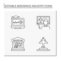 Aerospace industry line icons set