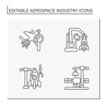 Aerospace industry line icons set