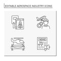 Aerospace industry line icons set