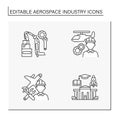 Aerospace industry line icons set