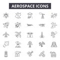 Aerospace line icons, signs, vector set, outline illustration concept Royalty Free Stock Photo