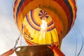 Aerostat balloon with burning fire, ready for flight