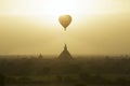 Aerostatic balloon in Bagan temples Royalty Free Stock Photo