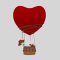 Aerostatic Balloon Heart Love with Saint Valentine Royalty Free Stock Photo