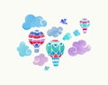 Aerostats in the sky. watercolor vector illustration Royalty Free Stock Photo