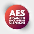 AES Advanced Encryption Standard - symmetric block cipher to protect classified information, acronym text concept background