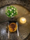 Aestethic waffle with heart picollo art Royalty Free Stock Photo