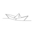 Aestetic paper boat One continuous line drawing origami craft concept vector illustration and minimalist