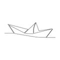 Aestetic paper boat One continuous line drawing origami craft concept vector illustration and minimalist