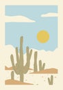 Aesthetic Arizona desert bush landscape poster illustration