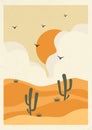 Aesthetic Arizona desert landscape poster with texture Royalty Free Stock Photo