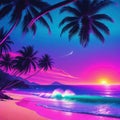 Aesthetic beach synthwave retrowave wallpaper with a cool and vibrant neon