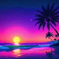 Aesthetic beach synthwave retrowave wallpaper with a cool and vibrant neon