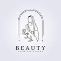 aesthetic and beauty hijab girl logo vector illustration design