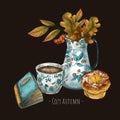 Aesthetic Coffee Break, Scandinavian Fika Tea Time, Vintage Illustration
