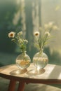 Aesthetic composition of wildflowers in a vase, highlighted by warm sunlight.