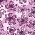 Aesthetic contemporary printable seamless pattern with purple flowers Royalty Free Stock Photo