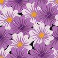 Aesthetic contemporary seamless pattern with purple flowers Royalty Free Stock Photo