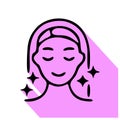 Aesthetic cosmetology line icon, vector pictogram of shiny skin