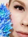 Aesthetic Cosmetology. Spring Woman. Beauty Summer model girl with colorful flowers . Beautiful Lady with Blooming Royalty Free Stock Photo