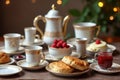 Aesthetic Cream Tea Scene Royalty Free Stock Photo
