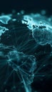 Aesthetic Digital Globe Illustration with Glowing Blue Network Nodes and Data Visualization Royalty Free Stock Photo