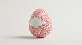 Aesthetic easter egg in traditional red ethnic painting style. White background. Copy space. Generative AI