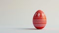Aesthetic easter egg in traditional red ethnic painting style. White background. Copy space. Generative AI