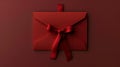 Aesthetic elegant red envelope invitation with ribbon for gala event. Greeting concept. Copy space. Generative AI Royalty Free Stock Photo