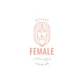 Aesthetic face women straight hair logo design